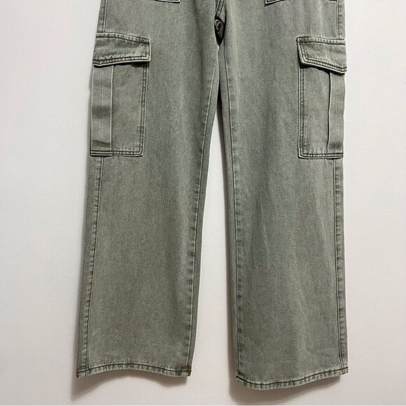 SHEIN Green Wide Leg Cargo Jeans Size 10 - Picture 3 of 6